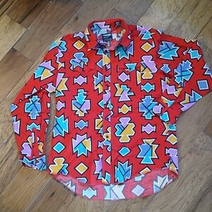 Vintage Cowboy Cut Wrangler Button Down Shirt, Mens XL Long Tail, Western Retro